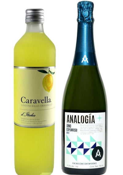 1 Licor Limoncello Caravella 750 mL + 1 Vino Espumoso Analogía Brut 750 mL