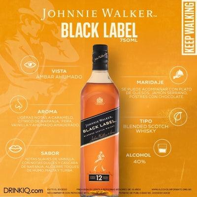 Whisky Johnnie Walker Black Label Blended Scotch 750 ml (OFERTA EXCLUSIVA EN LÍNEA)