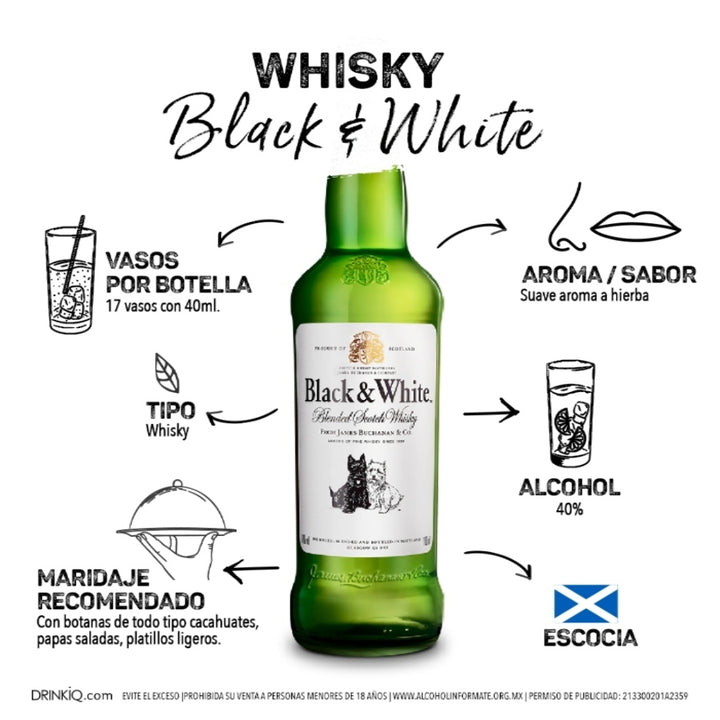 Whisky Black & White Original Blended Scotch 700 ml (OFERTA EXCLUSIVA EN LÍNEA)