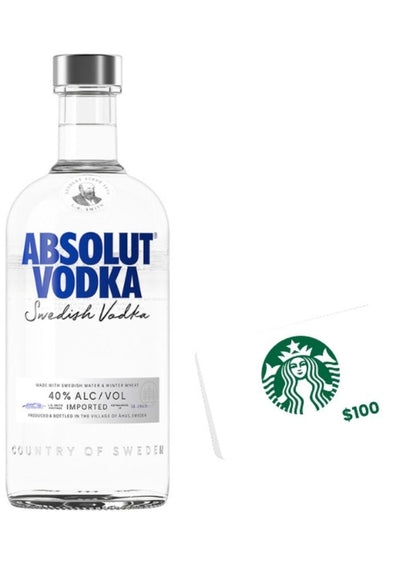 Vodka Absolut 750 mL + 1 Tarjetas de Regalo Starbucks (REGALO EXCLUSIVO EN LÍNEA)