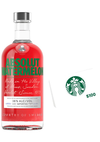 Vodka Absolut Watermelon 750 mL +  1 Tarjetas de Regalo Starbucks (REGALO EXCLUSIVO EN LÍNEA)