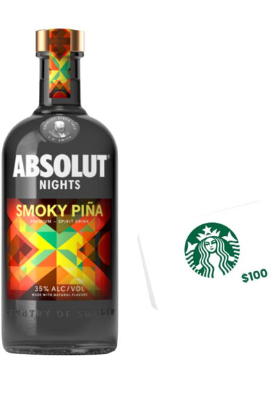 Vodka Absolut Nights Smoky Piña 700 mL + 1 Tarjetas de Regalo Starbucks (REGALO EXCLUSIVO EN LÍNEA)