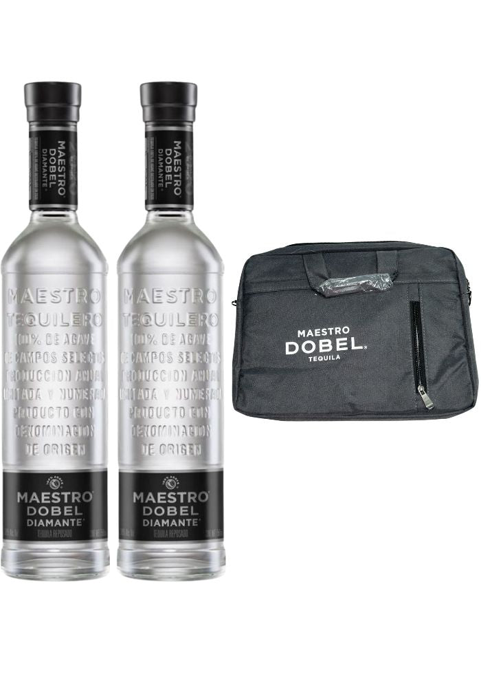 2 Tequila Maestro Dobel Diamante Kosher 700 mL + Maletín Porto Gris