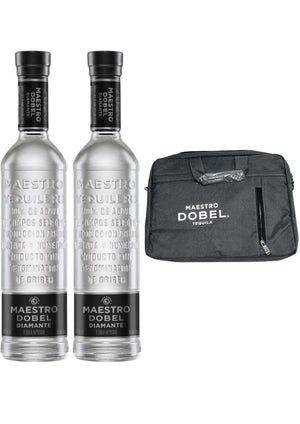 2 Tequila Maestro Dobel Diamante Kosher 700 mL + Maletín Porto Gris