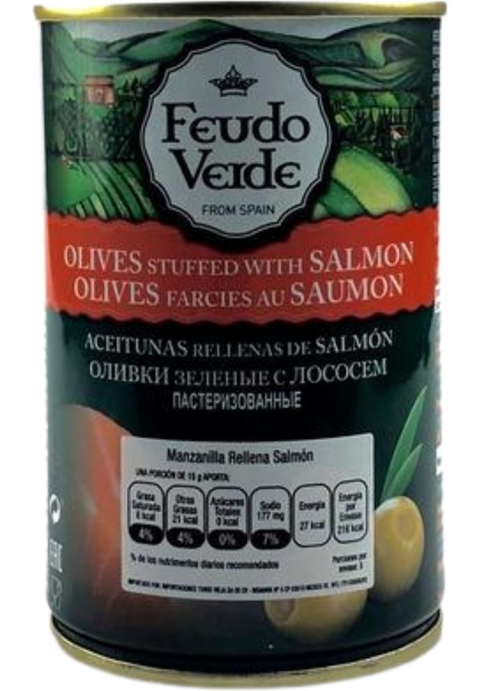 Aceitunas verdes rellenas de salmón Feudo Verde 300 g