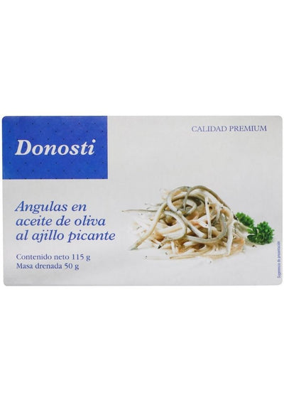 Angulas en aceite de oliva al ajillo Donosti 115 g